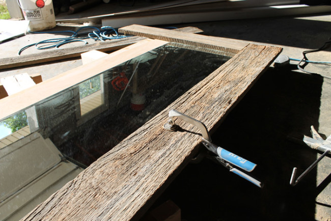 DIY rustic wood frame mirror