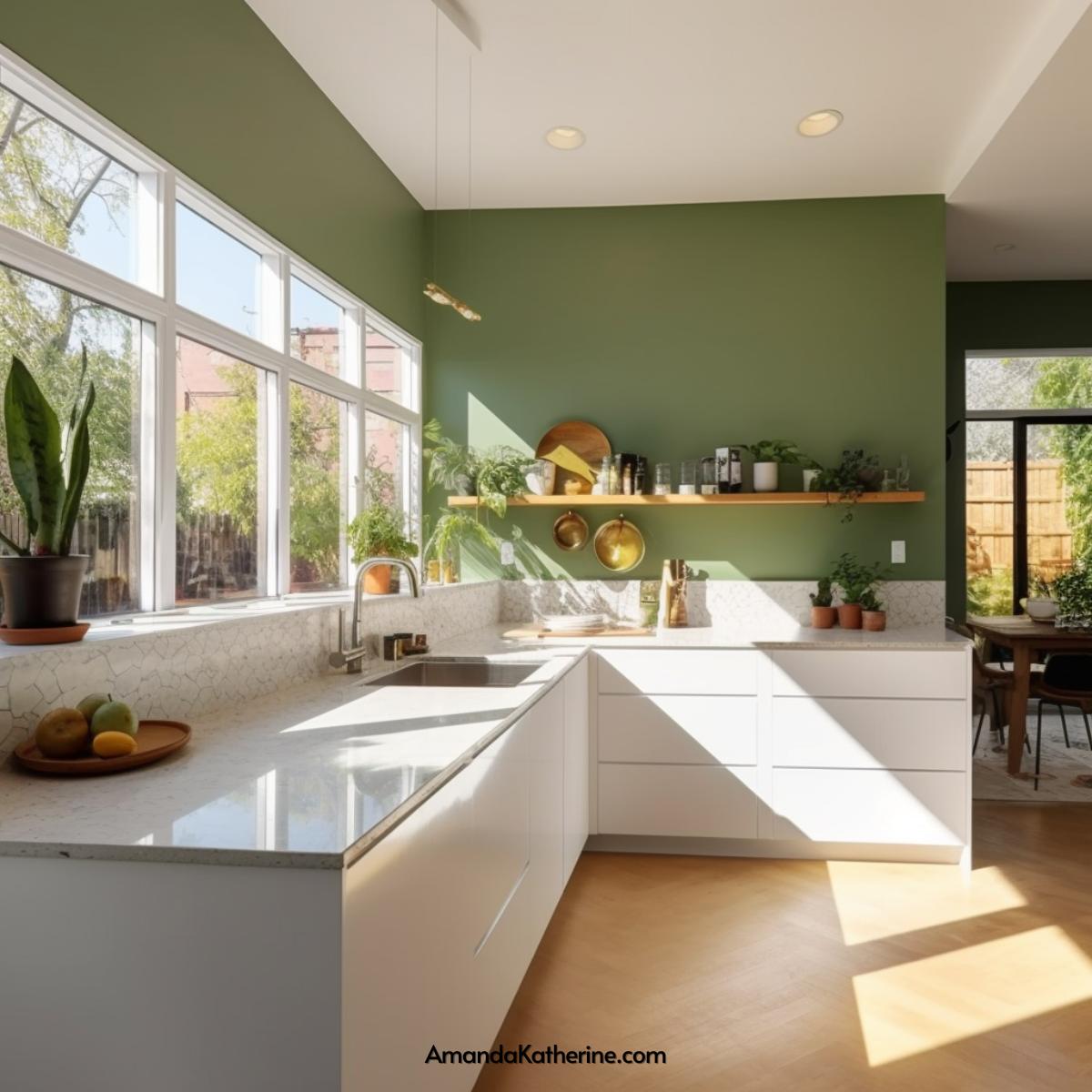 green accent wall ideas | green accent wall in kitchen