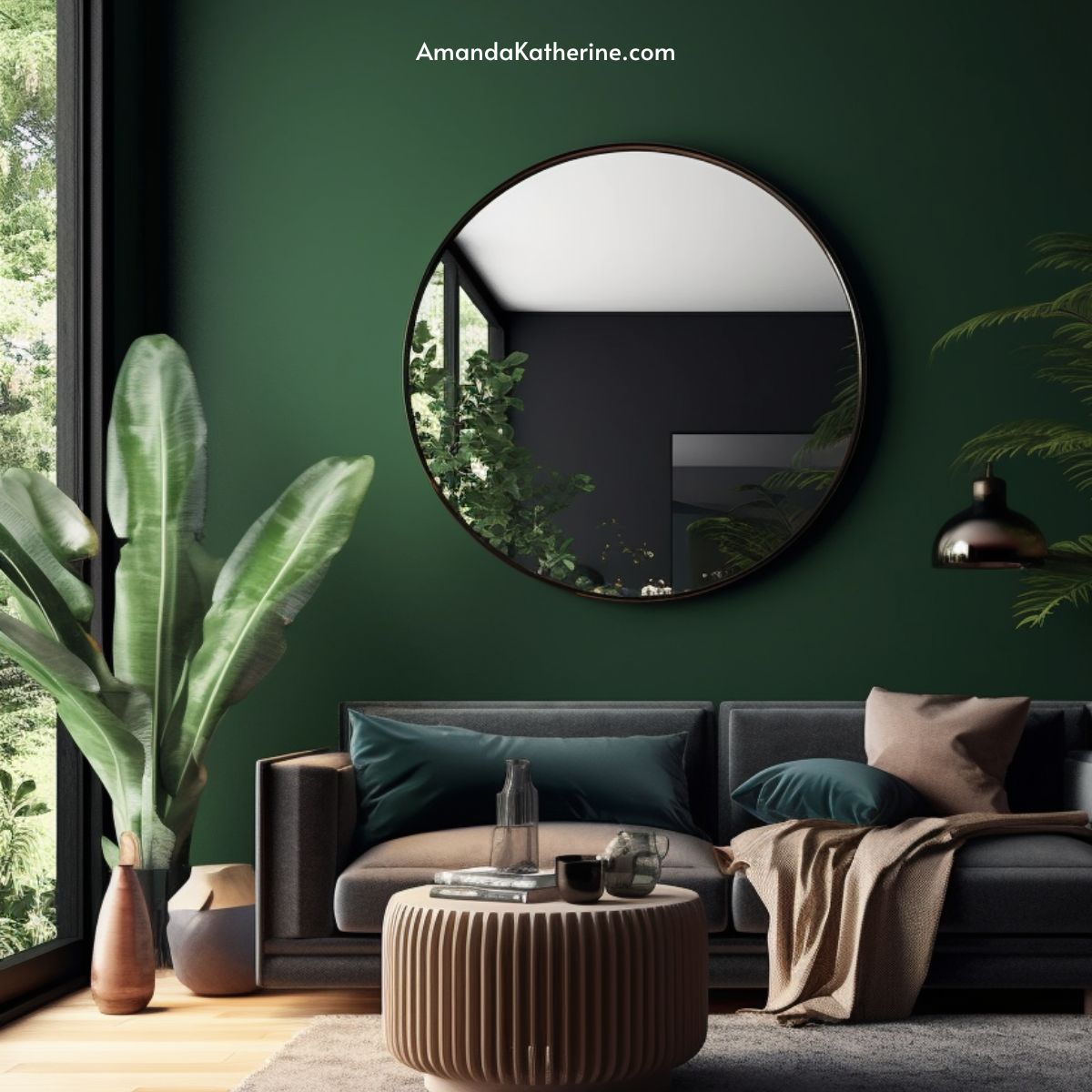 green accent wall ideas | green accent wall with mirror