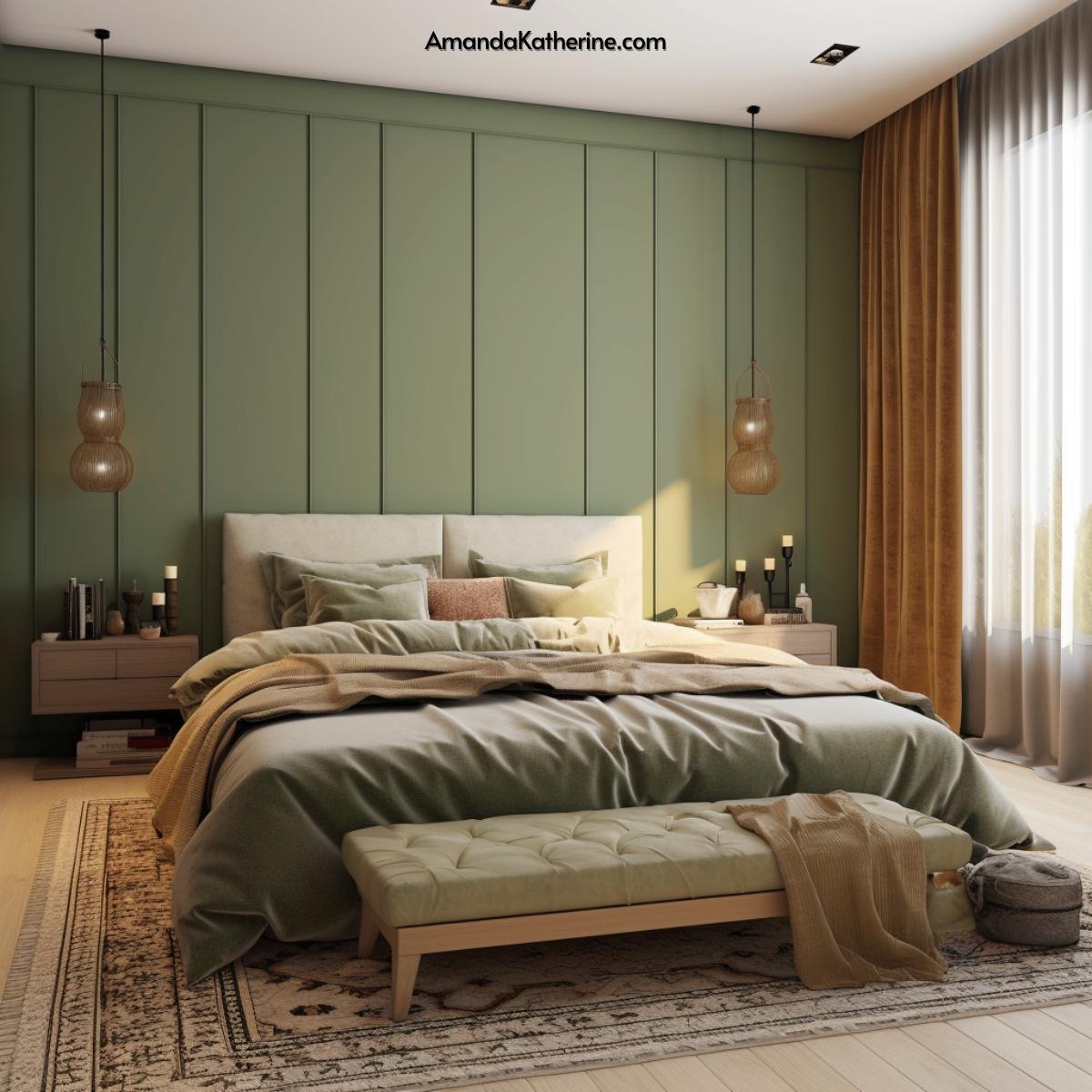 green accent wall ideas | sage green accent wall bedroom