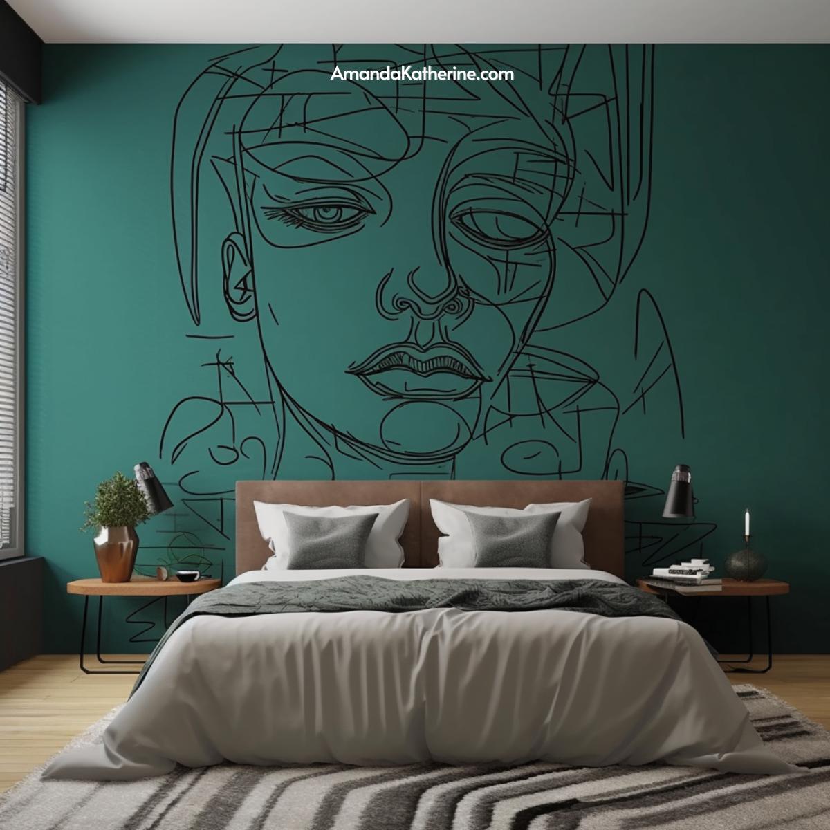 green accent wall ideas | teal green accent wall bedroom