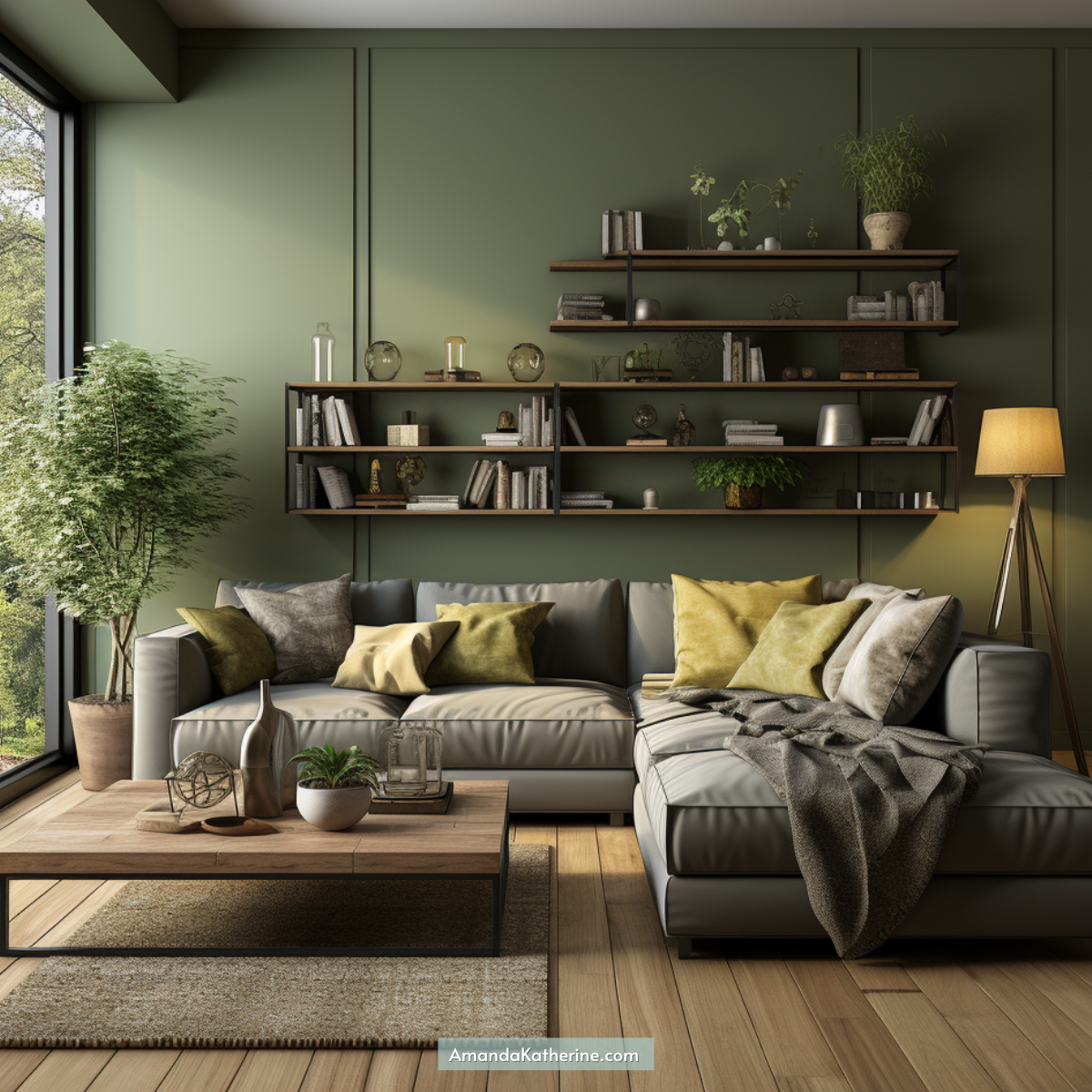 light olive green color scheme and gray