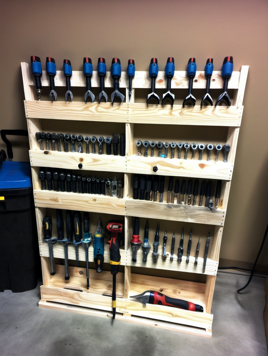 tool storage cabinets - diy pallet tool organizer